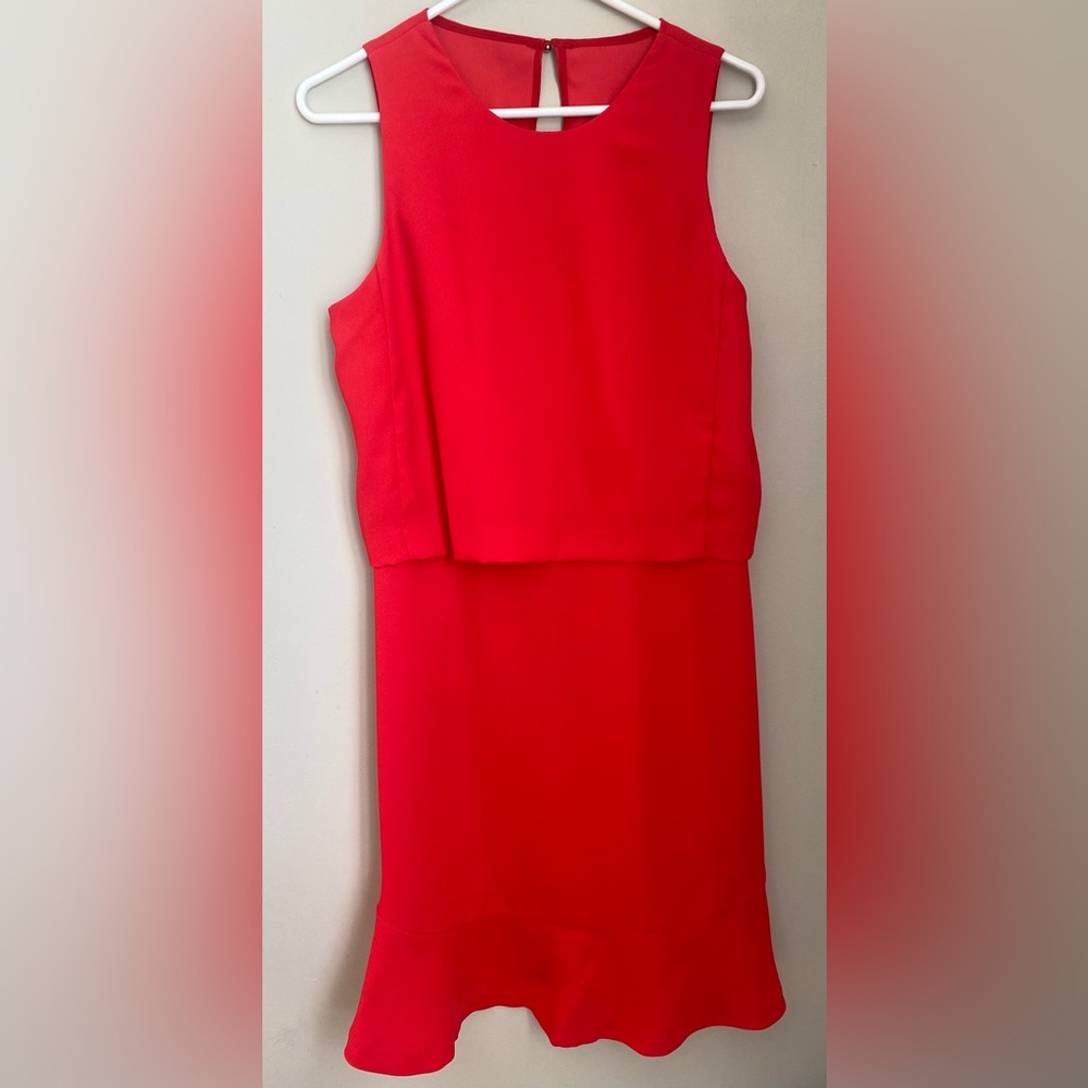 BANANA REPUBLIC Crepe Cut Out Dress bright red Size 6 TALL Wedding Spring - Picture 2 of 10